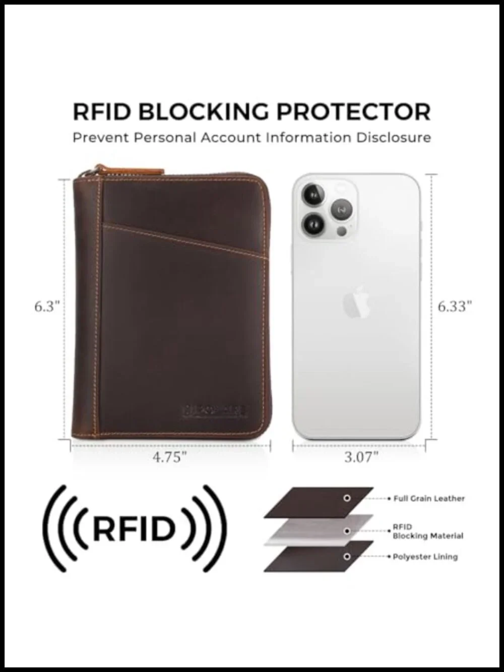 Full Grain Leather RFID Blocking Passport Wallet Travel Organizer